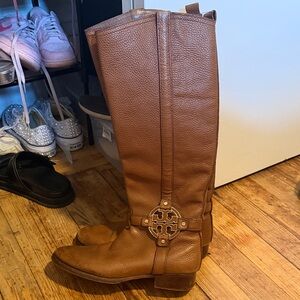 Tory Burch Brown Leather Riding Boots